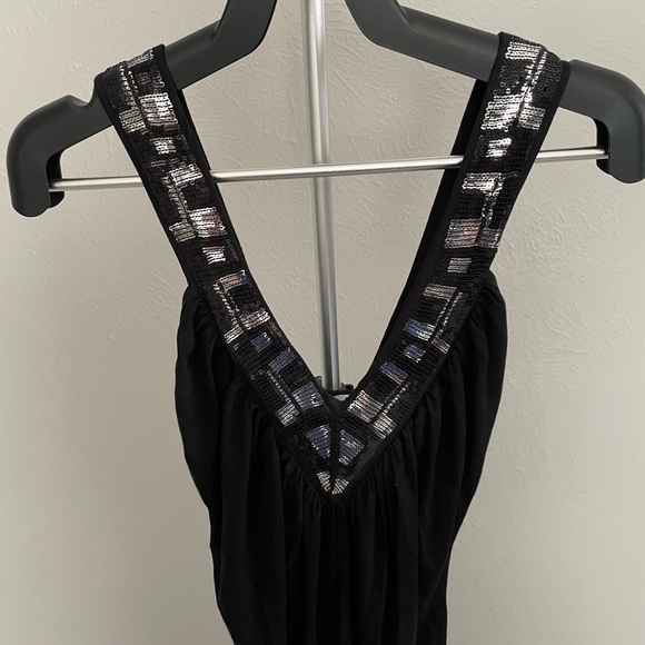 Vivint Black Top with Silver and Black Sequins and Ruching in the Sides - Picture 4 of 9